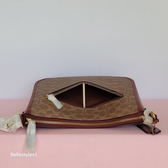 COACH Chaise Signature Canvas & Leather Crossbody Bag-Tan Rust color🎈$220. - Picture 8 of 16